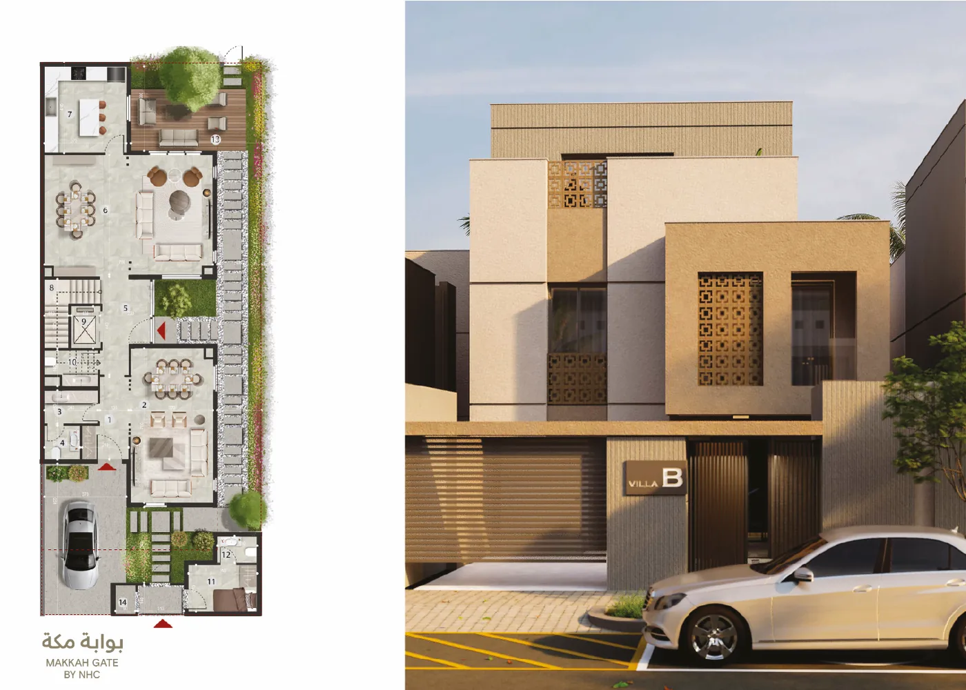 Villa B — Zemin kat planı