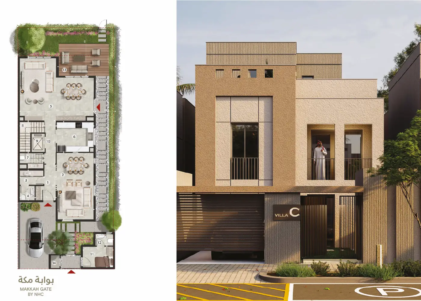 Villa C — Zemin kat planı